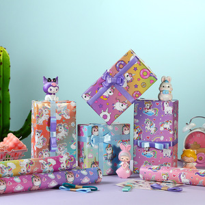 Cartoon Gift Wrapping <b>Paper</b> Set Christmas <b>Patterns</b> With Tags Twine Tape For Holiday Crafting And Present Wrapping - Product Image 3