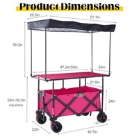 Chariot à café pliable et portable avec une grande table et un pare-soleil pour les marchés nocturnes, les stands de nourriture de rue et le rangement