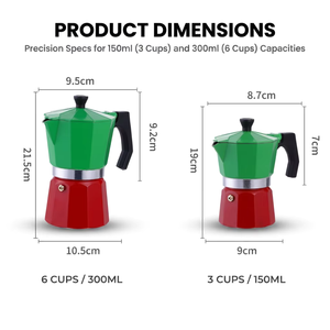 Cafetera Mocha Personalizada Kingze de 150 ml y 300 ml, Cafetera Espresso Portátil, Cafetera Italiana de Café Verde para Negocios - Product Image 2