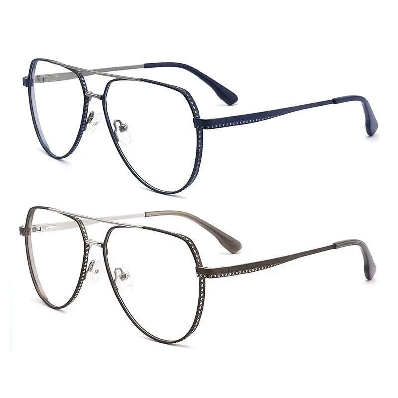 Armação de óculos de metal, armação de óculos ótico de borda larga, alta, clássico, aviador, com janela, patter, luxuoso, decoração masculina 8381