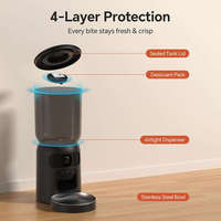 Distributeur automatique intelligent à double objectif en plastique avec caméra, jouet laser rotatif et caméra de sécurité domestique HD pour chats et petits animaux