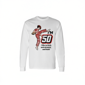T-shirt a maniche lunghe per il 50° compleanno I Like to Kick Stretch - Prodotto promozionale - Product Image 2