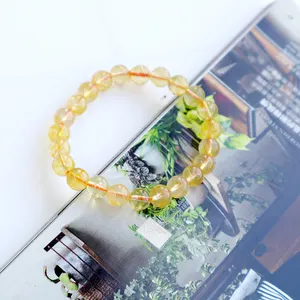 8mm Citrine Gem Stone Bracelet Healing Crystal Jewelry Beads Stretchy Bracelet For Women Men Gifts