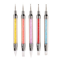 Produits chauds double pointe Silicone strass vernis à ongles sculpture stylo tête Art brosses manucure bricolage brosse pointillage outils