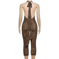 Combinaison moulante sans manches à imprimé léopard pour femme, tendance estivale, style club