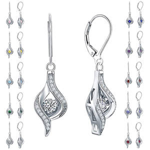 Boucles d'oreilles pendantes en zircon plaqué argent pour femmes, forme goutte d'eau romantique, bijoux fantaisie en alliage pour soirée - Product Image 1