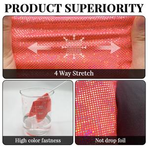 Pas de quantité minimale de commande <span class=keywords><strong>verre</strong></span> cassé bleu brillant feuille métallique estampage à chaud points mystiques Stretch Nylon Spandex maillots de bain gymnastique justaucorps tissus - Product Image 3