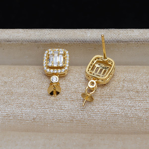 Boucles d'oreilles carrées en argent S925 avec incrustation de perles de 8 à 13 mm JG5257, accessoires de bijouterie DIY, support vide, composants et trouvailles de bijouterie - Product Image 3