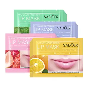 SADOER masker tidur bibir masker bibir kolagen pelembap organik oranye alpukat stroberi buah