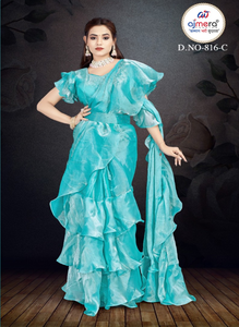 Wholesale Ethnic Ready-to-Wear Women's Stylish Sarees Woven <b>Designs</b> Sun Protection Quick Dry Polyester Silk Blend Bulk Supply - Product Image 6