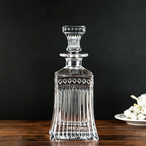 Bouteilles en verre personnalisées professionnelles de 750 ml, bouteilles en verre rondes en cristal avec bouchons à couronne pour whisky, vin, <span class=keywords><strong>tequila</strong></span> - Product Image 3