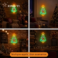 Enseigne néon LED flexible en acrylique, forme sapin de Noël multicolore, personnalisable avec design gratuit, pour publicité, café, chambre, vitrine de magasin, parc