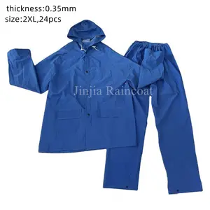 Made in China rain suit pvc polyester raincoats waterproof with hood heavy duty rain coat for men hiking walking