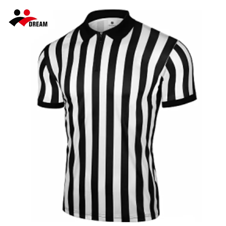 Cheap Custom Sports Black White Stripe Referee Shirt Football Jersey Shirt Uniform Soccer wear Black white referee uniforms