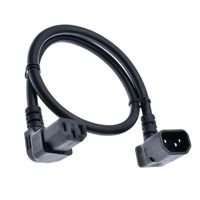 Câble d'alimentation à double angle de 90 degrés IEC 320 C14 mâle vers C13 femelle 0,6 m 10 A 250 V, rallonge PDU