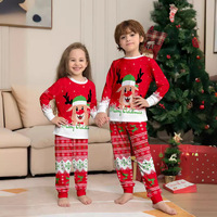 Nouvelle tendance de Noël : pyjamas parent-enfant, ensemble rouge mignon avec motif de renne, vêtements décontractés pour la maison