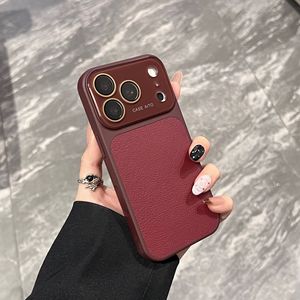 Capa Protetora Antichoque e Anti-Impressão Digital de Couro Sintético Cor Pura com Proteção de Lente para iPhone 17 16 15 14 13 Pro Max - Cobertura Total - Product Image 5