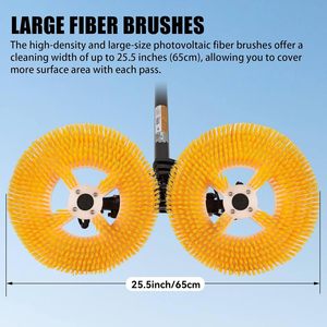 Brosse télescopique en fibre de carbone pour panneaux solaires - Nettoyeur électrique rotatif à double tête avec poils en nylon, alimenté en eau pour vitres et panneaux photovoltaïques - Product Image 6