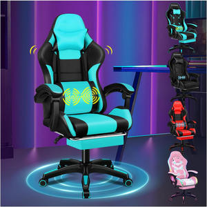 Chaise de jeu inclinable avec barre lumineuse LED RGB au design moderne, en cuir PU, échantillon gratuit pour les joueurs, vente en gros en usine bleue - Product Image 4