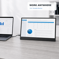 Moniteur portable réglable de 15,6 pouces avec support USB C, écran secondaire pour le bureau