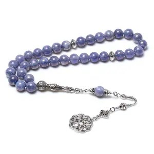 OEM/ODM 10MM Purple Plated Stone 33PCS Allah Tasbeeh Muslim Prayer Beads Sibha Masbaha Rosary