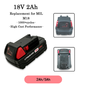 18V 2Ah 可充电电池 M18，适用于 MIL 斜切锯、圆锯和 Saker 无绳电锯的替换锂电池组 - Product Image 1