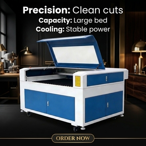 Découpeuse et graveuse laser CO2 industrielle 120W à refroidissement par eau pour la fabrication en série en usine du bois, de l'acrylique, du cuir, du papier et du MDF - Product Image 1