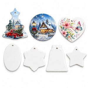 Colgante de Cerámica para Sublimación al por Mayor, Adorno Personalizado de Porcelana Blanca para Impresión por Transferencia Térmica, Regalo Artesanal - Product Image 1