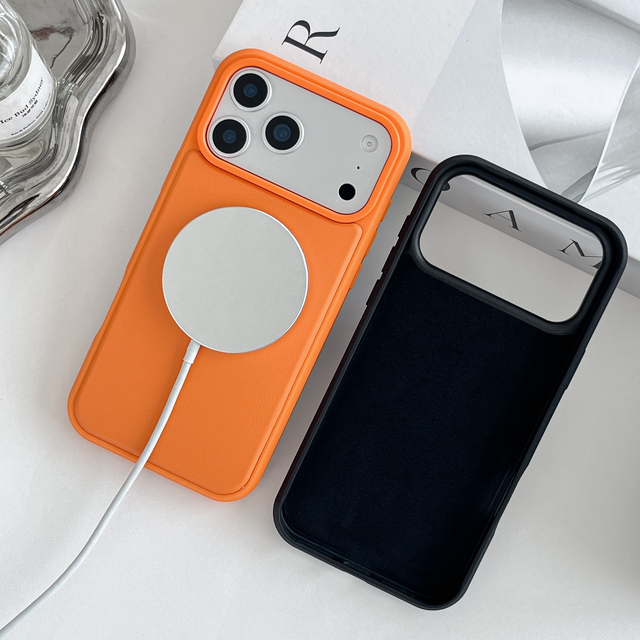XOWO Wireless Charge Luxury Leather Shockproof UV Painting Mobile Case for 17 Pro Air ProMax