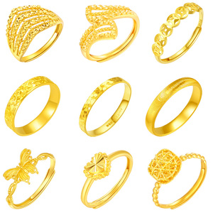 Aanpasbare 24K 999.9 puur gouden ringen, vlinder- en hartmodellen voor bruiloft, gala, dagelijks gebruik, verstelbare maat & gewicht - Product Image 1