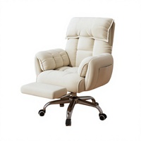 Chaise de bureau en cuir inclinable avec repose-pieds, chaise de direction pivotante, siège lounge pour bureau à domicile
