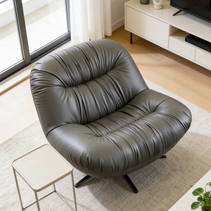 Fauteuil pivotant en <span class=keywords><strong>cuir</strong></span> de luxe moderne, meubles de salon, canapé confortable ergonomique, fauteuil d'appoint, hôtel - Product Image 2