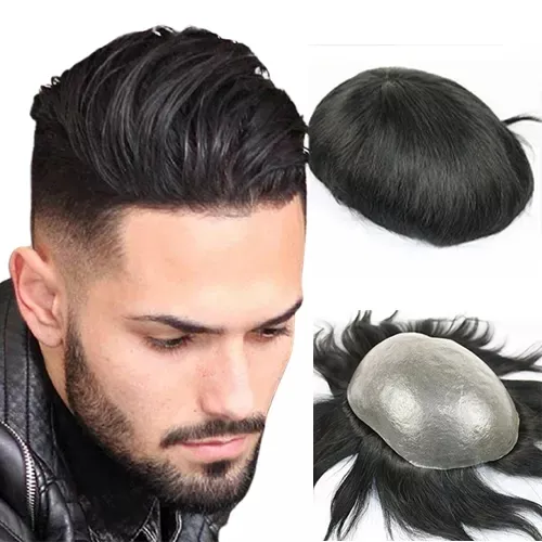 Men Toupee Systems Light Density Mens Hair Bases Swiss Lace Human Hair Toupee Replacement Hairpieces