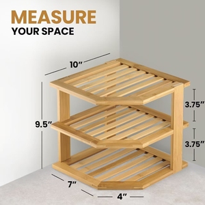 Eco-Friendly 3-Tier Modern Plate Organizer <b>Cabinet</b> <b>Corner</b> Shelf Space-Saving Design Kitchen Countertop 10x10x9.5 Inches - Product Image 2