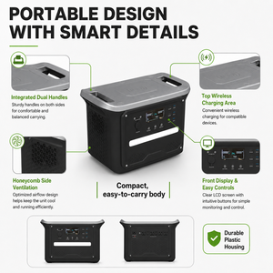 Station d'alimentation portable LiFePO4 1920Wh 2000W à coque métallique avec recharge sans fil pour camping haute puissance - Fournisseur - Product Image 3