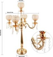 Bougeoirs en cristal à 5 bras pour mariage