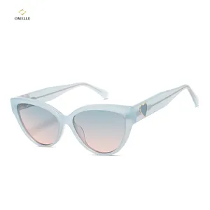 Óculos de sol de acetato mazzucchelli, óculos de sol feminino estilo olho de gato, com lentes de coração