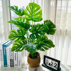 Arbres artificiels Monstera Bonsai personnalisés pour la décoration intérieure et extérieure avec des plantes artificielles en plastique vert palmier et faux oliviers - Product Image 2