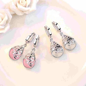 Orecchini a bottone da donna in argento Sterling 925 con fiore di pietra opale alla moda gioielli originali <span class=keywords><strong>per</strong></span> le donne Anti <span class=keywords><strong>allergia</strong></span> Drop Shipping - Product Image 3