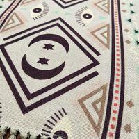 Alfombra de Lino y Algodón de Estilo Étnico para Sala de Estar, con Borlas, Hecha a Mano, Impresa, Lavable a Máquina, Antideslizante, Reversible y Sostenible