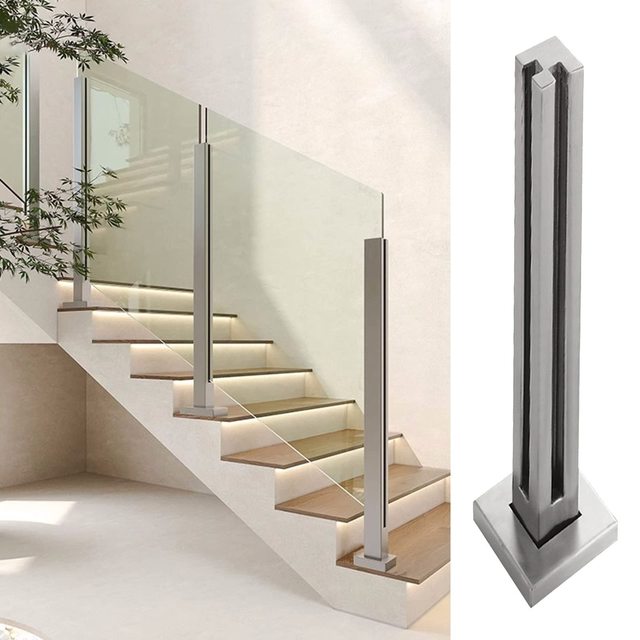 Elegant Minimalist Baluster Glass Handrail - Sleek Tempered Glass Railing for Modern Staircase, Deck & Balcony