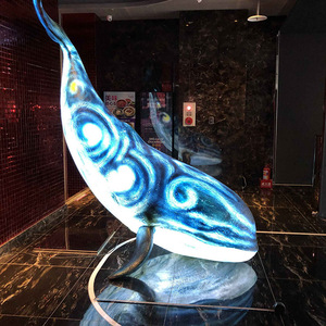 Escultura de ballena de resina para suelo, figura decorativa artística contemporánea, paquete de una sola pieza, patrón animal hecho a mano - Product Image 2
