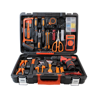 Ensemble de 57 outils ménagers en acier au carbone, coffret rigide, kit d'outils à main, réparation automobile, 32x19.5x18 cm, personnalisable OEM