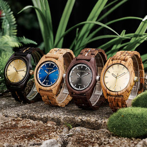 Fait à la main OEM tout en bois boîtier de montre classique conception de logo personnalisé pour montres en bois à quartz 44mm cadran 22mm accessoire de mode en gros - Product Image 5
