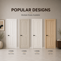Porte intérieure peinte blanc crème à 6 panneaux, panneaux biseautés encastrés, design traditionnel deux sur deux, finition mate lisse