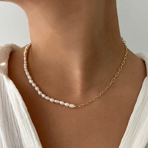 <span class=keywords><strong>Amor</strong></span> 18K chapado en oro deseo agua dulce perla natural collar <span class=keywords><strong>de</strong></span> cuentas <span class=keywords><strong>de</strong></span> acero inoxidable para mujeres Collar <span class=keywords><strong>De</strong></span> Perlas - Product Image 2