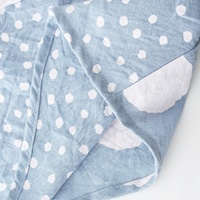 Robe longue à volants modeste à 3 couches de style bohème bleu personnalisée, vêtements pour femmes, robe maxi en lin à pois imprimés, robe pour femmes 2024