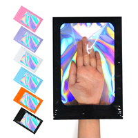 Bolsas Holográficas de Mylar con Cierre Zip Personalizadas, a Prueba de Humedad, para Empaque de Joyería, con Impresión de Logotipo Rosa, MOQ Bajo