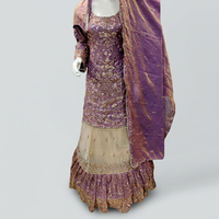 Ensemble Salwar Kameez QUNOOT CLOSET violet perlé avec dupatta brodé, tenue de mariage indienne et pakistanaise pour femme, longueur standard, séchage rapide