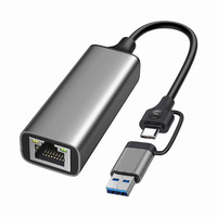 Adaptateur réseau USB3.0 2.5G 2 en 1, carte LAN de type C pour téléphone portable, PC portable